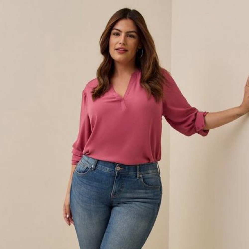 Torrid Dusty Rose Georgette Hi-Low Pullover Long Sleeve Blouse Plus Size 1X - Picture 9 of 9